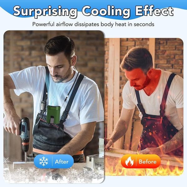 COZOME Portable Waist Fan with 4-Speed Settings, Dual Clip Design, Hands-Free Neck Hanging Fan for Outdoor Activities