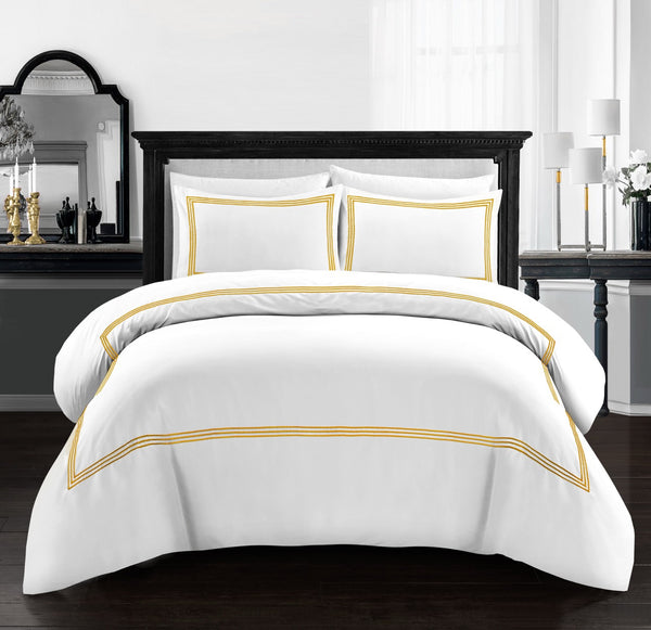 Embroided Baratta Stitch Duvet Cover Set with Matching Pillowcases - Ultra-soft Brushed Microfibre – Chic & Modern Design – Easy Care & Machine Washable