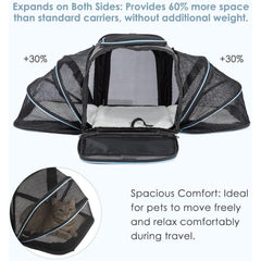 Expandable Soft Cat Carrier Bag – Airline Approved Pet Travel Bag with Mesh Windows, Shoulder Strap & Foldable Design for Cats and Small Dogs – Portable Pet Carrier for Airplane, Car, Vet & Home Use (Grey)