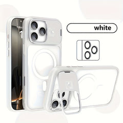 Phone Case: Magnetic Foldable Invisible Bracket Phone Case with Lens Protection Film for iPhone 17 16 15 14 13 12 11 Pro Max 17Air Wireless Charging Cover Fall Resistant Protective Case