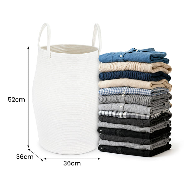 Large Foldable Laundry Hamper – Woven Rope Basket with Sturdy Handle for Dirty Clothes, Blankets & Toys – Ideal for Bedroom, Living Room Storage