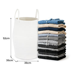 Large Foldable Laundry Hamper – Woven Rope Basket with Sturdy Handle for Dirty Clothes, Blankets & Toys – Ideal for Bedroom, Living Room Storage