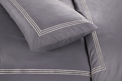 Embroided Baratta Stitch Duvet Cover Set with Matching Pillowcases - Ultra-soft Brushed Microfibre – Chic & Modern Design – Easy Care & Machine Washable