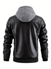Men's Casual 2in 1 Jacket, Chic Bomber Jacket Biker Jacket with Zipper Pockets