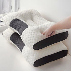 Pack of 2/1 Sleeping Pillows, Ergonomic Neck Support Pillow, Adjustable Contour Support Pillow for Deep Sleep, Breathable Skin-Friendly, Moisture-Wicking, All-Season-1000/2000g