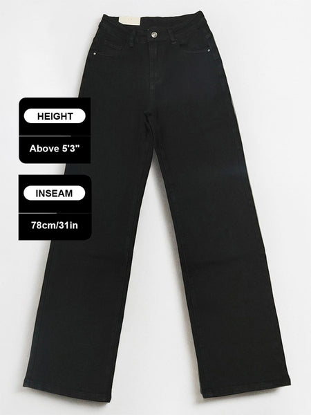 【Tall】KatchMe Women's Wide Leg Jeans - Mid Rise Relaxed Fit Denim Pants, Soft Stretch Comfortable Trousers for Fall & Winter, Streetwear Casual Bottoms