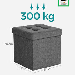 Storage Stool Padded Foldable Bench, Chest with Lid, 40L Capacity, Holds Up to 300kg, for Bedroom, Hallway, Living Room
