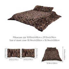 LIFE IDEAS Tiger Stripes Plush Duvet Cover Set - 3PCS Polyester Woven Includes 1 Duvet Cover & 2 Pillowcases, Soft Cozy All Season, Machine Washable (Single/Double/King/Super King)