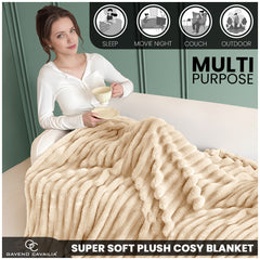 GC GAVENO CAVAILIA Luxuriously Ribbed Throw, Soft Plush Fleece Blanket, Lightweight and Cosy Sofa Bed throw, 200x240cm, Premium Quality Polyester Decorative Throw for Home Comfort | Fast Dispatch from Local Warehouse | Trusted UK Brand