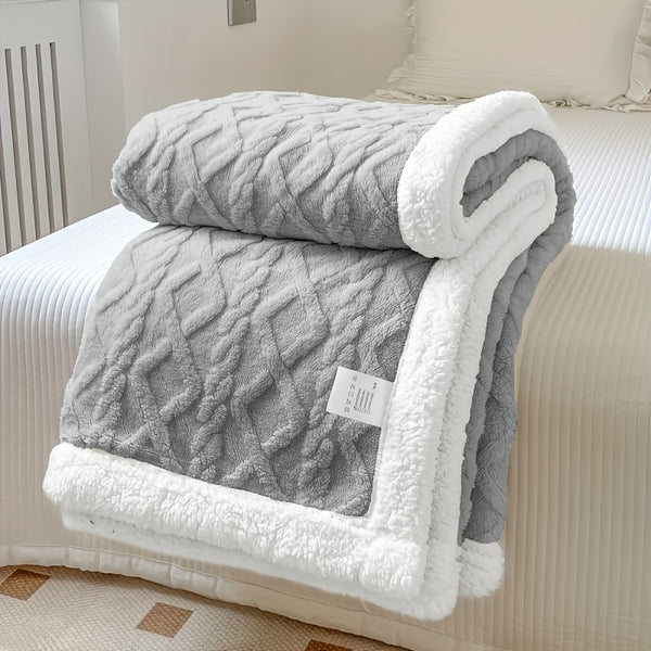 Throw Blanket - Fluffy Soft Cosy Winter Blankets, Thick Warm Throws for Sofa Bed Office Travel Christmas Gift White, Beige, Light Grey, Light Blue, Dark Grey & Dark Blue