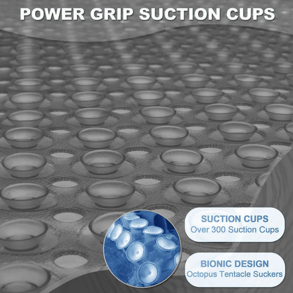 1pc Large Shower Mat – Non-Slip, Strong Suction Cups & Drain Holes, Quick-Dry, Machine Washable, Durable & Comfortable for Bathtub and Bathroom Floor Use