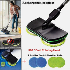 Electric Cordless Mop with Spinning Polisher & Scouring Pads - 360° Rotating Head, Dual-Speed Control, Ergonomic Handle & Telescopic Pole for Hardwood, Tile, PVC Floors - Wet/Dry Cleaning, Scratch-Free Surface Safe, Cordless & Portable Design for Ho