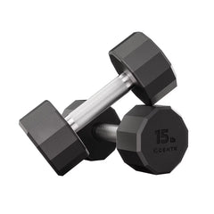 Centr 210Lbs (95Kg) Rubber Dumbbell Set with Weight Rack