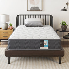 Costoffs Single/Double Bed Mattress Medium Firm Pocket Coil Spring Mattress, Vacuum Packed, Fabric Encased Coil, Bedroom Furniture, 90x190cm/130x190cm, Grey/White