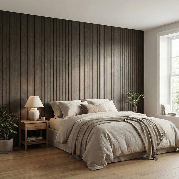 1pc 3D Imitation Wood Grain Grille Wall Panels, 300*40cm, Self-adhesive Vertical Stripe Wall Stickers, Peel and Stick, TV Background Decoration Stickers for Bedroom and Living Room, Kitchen and Bathroom Wall Renovation Stickers, Ideal for Renovating Livin