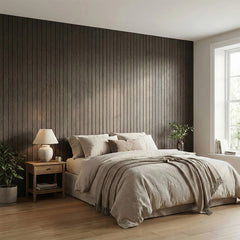 1pc 3D Imitation Wood Grain Grille Wall Panels, 300*40cm, Self-adhesive Vertical Stripe Wall Stickers, Peel and Stick, TV Background Decoration Stickers for Bedroom and Living Room, Kitchen and Bathroom Wall Renovation Stickers, Ideal for Renovating Livin