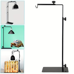 Adjustable Reptile Light Stand for Tortoises, Lizards & Amphibians - Durable Iron Heat Lamp Holder with Hook, 22-30cm Width & 40-64cm Height, Black, Terrarium Lighting | Insectivore Lighting | Sturdy Lamp Support, Reptile Accessories