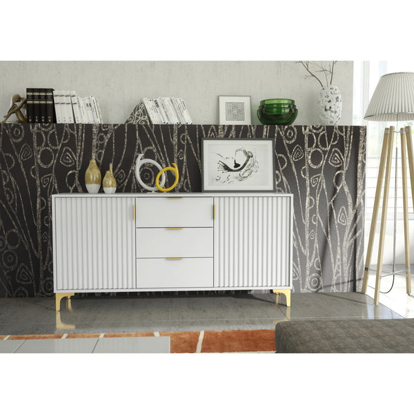 Tide Crest 140cm Modern Sideboard with Gold Accents and Storage