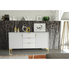 Tide Crest 140cm Modern Sideboard with Gold Accents and Storage