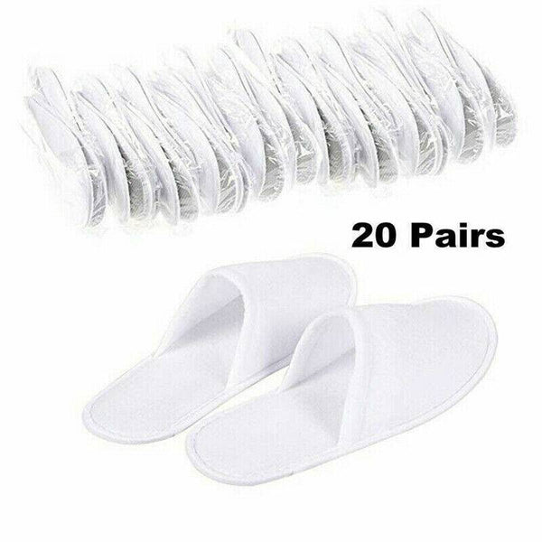 20Pairs Disposable Terry Cloth Slippers for Spa, Hotel, and Guest Use Office & School Supplies