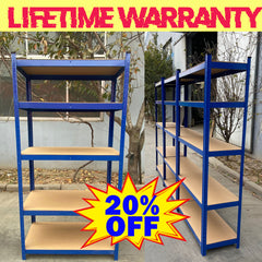 New Style Heavy Duty Garage Shelving Unit - Adjustable Shelf Unit Racking with 5 MDF Shelves, Ideal for Garage, Shed, Warehouse Storage 190KG UDL Per Shelf 680* 270 *1450 (mm), Storage Racking Shelves For Garage Warehouse Shed Kitchen