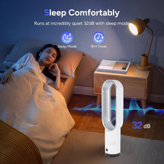 Bladeless Tower Fan with Air Purifier, 65Cm Quiet Tower Fan for Bedroom, Fans & Cooling, 80° Oscillation with Remote, 120Min Timer, Bladeless Fans for Bedroom Home Office (B-Grey)