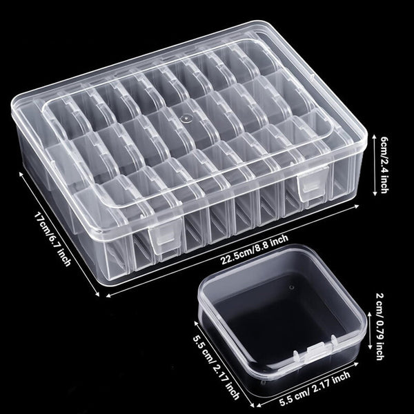 30 Compartment Clear Plastic Jewelry Organizer Case, Transparent Earring Storage Box with Removable Dividers, Compact Design for Travel and Vanity Display