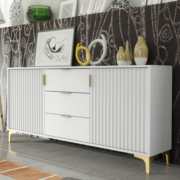 Tide Crest 140cm Modern Sideboard with Gold Accents and Storage