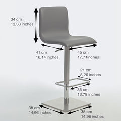 Peressini Rio Grey Faux Leather Gas Lift Bar Stool