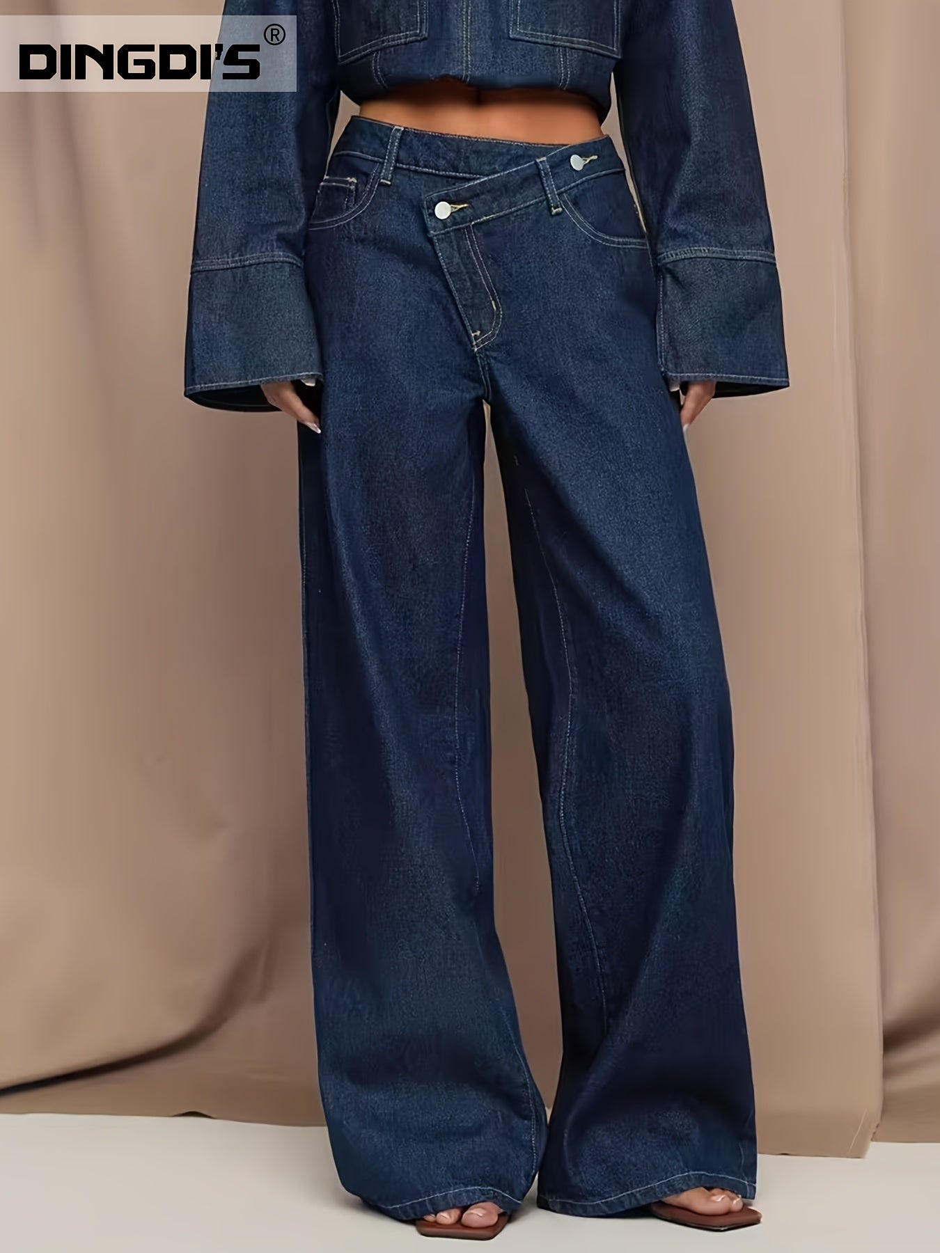 [2026SS] Women's New Stretchy Wide Leg Jeans, Loose Straight Blue Jeans, Washed Denim Trousers with Pockets, High Waisted Tummy Control Comfort Pantalones, Street Style Ladies' Outfit, Female Baggy Casual Pants for Work, Travel and Office.