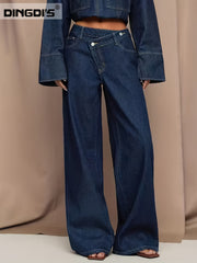 [2026SS] Women's New Stretchy Wide Leg Jeans, Loose Straight Blue Jeans, Washed Denim Trousers with Pockets, High Waisted Tummy Control Comfort Pantalones, Street Style Ladies' Outfit, Female Baggy Casual Pants for Work, Travel and Office.