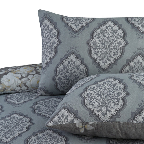 Luxurious 4pcs Bedding - Soft & Breathable Royal Floral Print Duvet Cover, Flat Sheet, And Pillowcases - Skin-Friendly Polyester Microfiber, Machine Washable - Perfect for All Season | Available in all sizes Single, double & king |