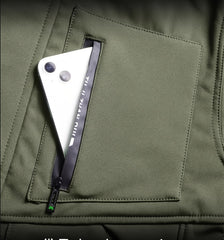 Men's Casual  Set: Warm Fleece-Lined Jacket & Cargo Pants with Zipper Hood - Durable Polyester, Multiple Pockets, Ideal for  & Camping