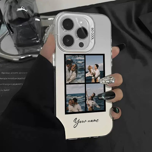 Phone Case: Custom Phone Case - Photo Grid (4-Slot) Design with Black Border, Personalized for iPhone 17/ 16/ 15/ 14/ 13/ 12/ 11 Pro Max/ Pro/ Plus, Perfect Creative Gift for Birthdays, Valentine's Day. iPhone 17 Pro Max Case, iPhone 16 Pro Max Case