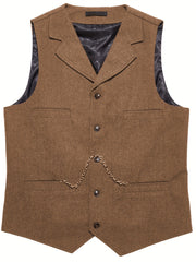 Men'S Vest Retro Fashion Groom Wedding Party Vest Men'S Herringbone Casual Business Waistcoat