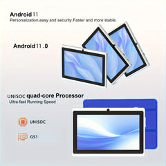 2025 Android 11 tablet, 7-inch tablet with protective case, 6GB (2+4expand) RAM+32GB ROM quad core processor, 2.0MP front+2.0MP rear camera, 3000mAh IPS tablet, Wi Fi tablet, birthday gift, Father's Day
