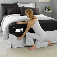 40cm Extra Deep Fitted Sheet – Solid Color Deep Pocket Sheet, Soft & Breathable Microfiber Bedding, All Seasons, Hotel-Quality, Machine Washable, Single, Double, King & Super King Sizes