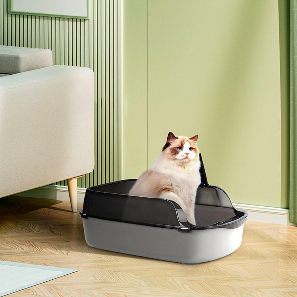 Extra Large Open Cat Litter Tray High Sided Deep Jumbo Rim Pan Box Loo Toilet Large Open Cat Litter Tray High Sided Deep Jumbo Pan Box Loo Toilet Cat Centre Extra Large High-Sided Cat Litter Box - Semi-Enclosed Design with High Walls for Cats & Rabbits, E