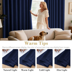 2pcs Full Blackout Curtains, 100% Polyester Fabric, Privacy Protected, Sound proof, Energy saving Grommet Top Curtains for Bedrooms, Living Room, Home Decor & Room Decor