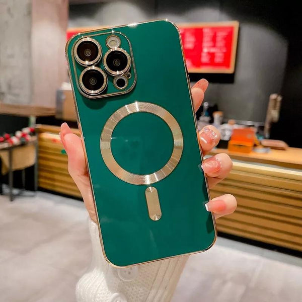 Luxury Magnetic Plating Frame Phone Case for Iphone 15 Pro Max, Compatible with Iphone Models 11, 12, 13, 14, 15, And 16 Plus, Designed to Protect The Lens.