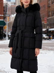 Long Belted Puffer Coat Winter Wonderland Outfit Women Casual Jacket, Versatile Winter Outerwear With Chic Design, Perfect For Everyday Fashion And Cold Weather Comfort