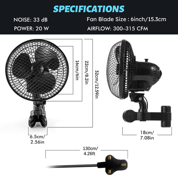Portable Clip-on Fan, Rotatable Silent Clip-on Fan, Adjustable Angle, Compact and Portable Design, Suitable for Home Offices, Greenhouses and Growing Sheds.
