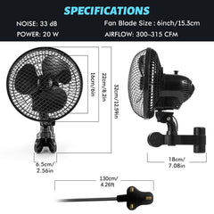 Portable Clip-on Fan, Rotatable Silent Clip-on Fan, Adjustable Angle, Compact and Portable Design, Suitable for Home Offices, Greenhouses and Growing Sheds.