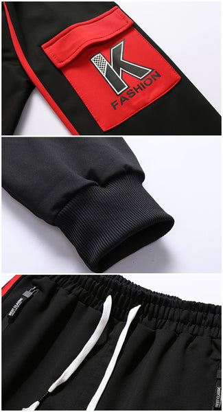 Men's Casual Hooded Sweatshirt Sportswear Set, Tracksuit