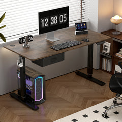 Electric Standing Desk, Sit Stand Table, Height Adjustable Electric Standing Computer Desk with USB Charging Port and Desk Drawer for Home Office