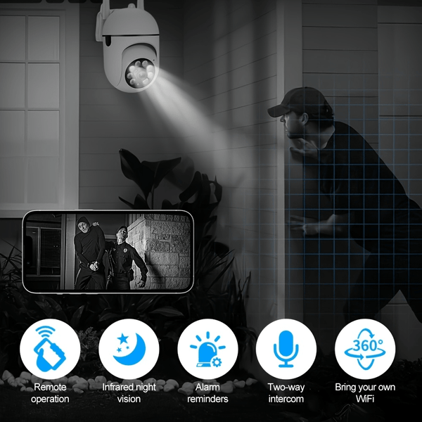 2pcs Smart Home Surveillance, Full Color Night Vision Wireless 2K Indoor/ Outdoor Camera, Intelligent Alarm, Two-Way Audio, Pan/ Tilt 2.4G Wi-Fi Security Camera with Motion Tracking, Suitable for Family and Pets