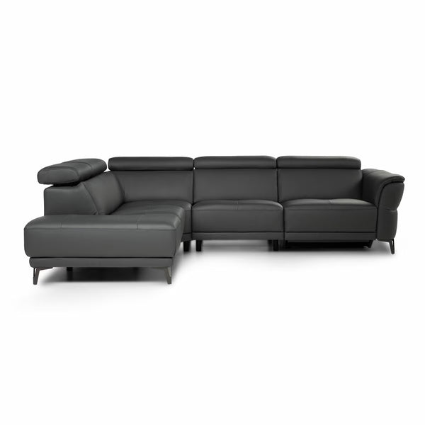 Nicoletti Charleston Blue Leather Power Reclining Corner Sofa with Chaise in 2 Configurations