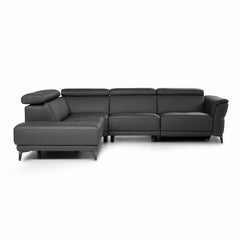 Nicoletti Charleston Blue Leather Power Reclining Corner Sofa with Chaise in 2 Configurations