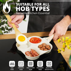 Homiu Egg Frying Pan – 4-Cup Non Stick Breakfast Skillet for Eggs, Pancakes & Omelettes – Induction, Gas & Electric Hob Compatible – Aluminium with Heat-Resistant Handle