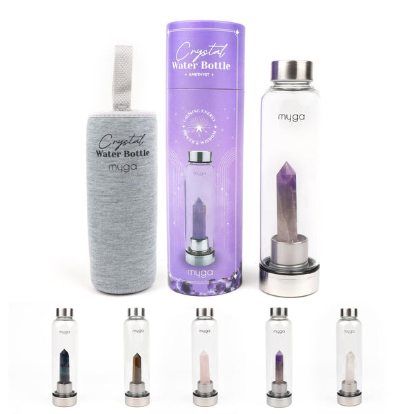 Crystal-Infused Water Bottle – 7200ml Premium Steel & Glass Hydration Bottle with Natural Healing Stones for Stress Relief, Mental Clarity & Spiritual Wellness